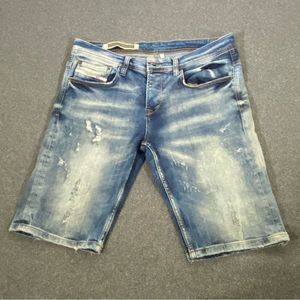 DIESEL Denim Distressed Style Jorts Made In Italy Size 32